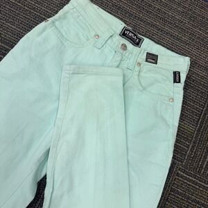 Versace Jeans Couture Pants Womens 26 Mint Green Good High Rise Tapered Italy